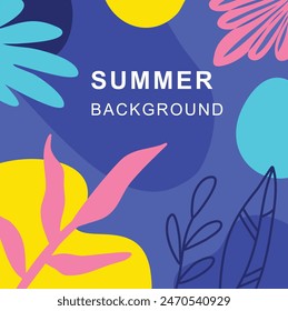 Abstract summer background with tropical leaves. Summer sale, social media promotional content. Collection of abstract background designs.