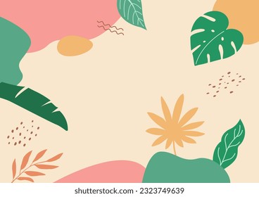 Resumen vector de fondo de verano con plantas tropicales.