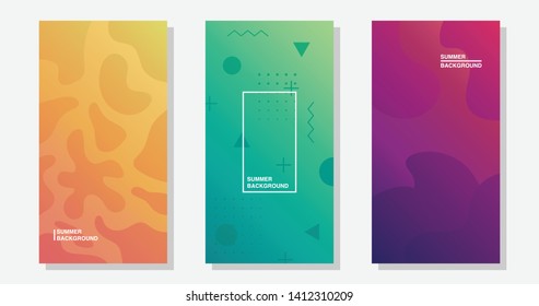 Abstract summer backgrounds set, vector illustration design.  4k resolution.