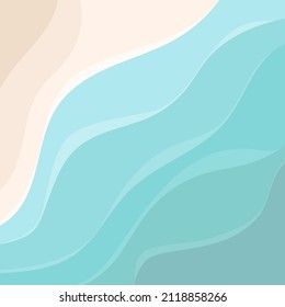 Abstract summer beach background. Blue sea with waves and coastline. Cover design illustration. Vector eps 10
