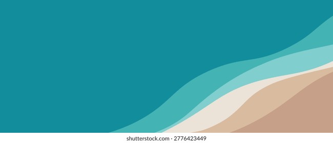 Abstract Summer Beach Background with Layered Wavy Lines and Tropical Colors