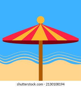 Abstract Summer Beach with Single of Umbrella