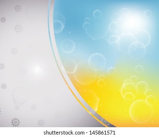 abstract summer blur background with white bubbles