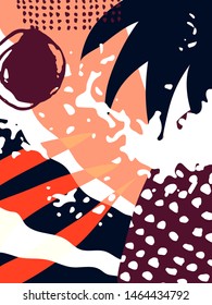 Abstract summer collage with floral elements. Exotic vector illustration
