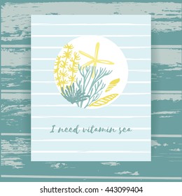 Abstract summer composition with hand drawn vintage texture and geometric elements. Vector template for poster, cover, card design and other users.