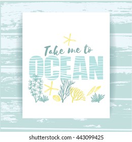 Abstract summer composition with hand drawn vintage texture and geometric elements. Vector template for poster, cover, card design and other users.