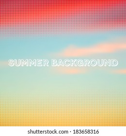 Abstract summer dawn background with halftone overlay