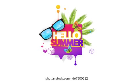 Abstract Summer Decorative Greeting Background Vector Illustration on White.