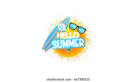 Abstract Summer Decorative Greeting Background Vector Illustration on White.