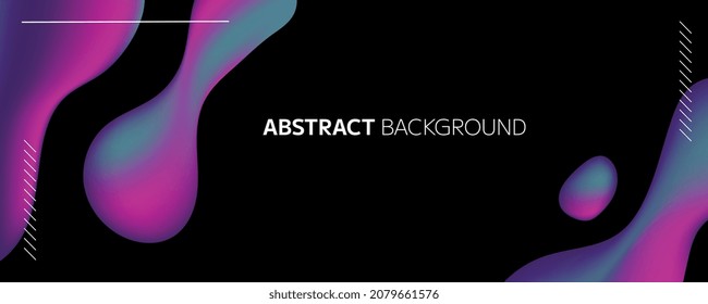 Abstract summer design, 3d fluid gradient shapes on black background. Modern illustration template with elements and lettering for web and app design, ad, banner and commercial use.