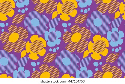 abstract summer floral seamless pattern on violet background. vector illustration