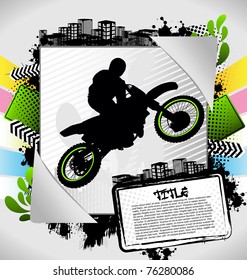 Abstract summer frame with motorcyclist silhouette