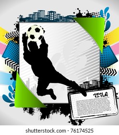 Abstract summer frame with soccer player silhouette