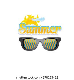 abstract summer funny background with sunglasses. vector illustration