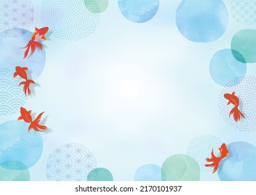 Abstract summer goldfish painted in watercolor