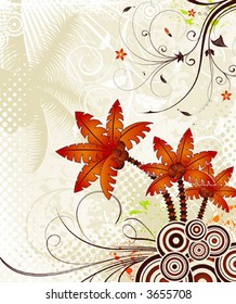 Abstract summer grunge background with circles, vector illustration