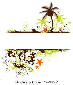 Abstract summer grunge frame with starfish, element for design, vector illustration