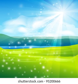 abstract summer landscape background - vector illustration