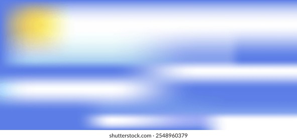 Abstract summer landscape gradient background. Beautiful sky and clouds. Blue color. Pastel colored horizontal wide vector banner. Nice sunny day. Simple soft light backdrop for poster, cover design