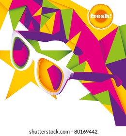 Abstract summer layout with sunglasses. Vector illustration.