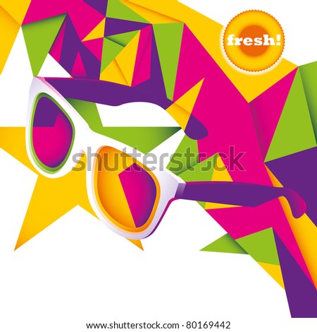 Abstract summer layout with sunglasses. Vector illustration.