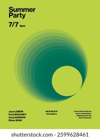 Abstract Summer Party Poster Template with Yellow Accent. Minimal funky eps10 Illustration.