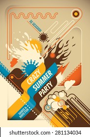 Abstract summer party poster. Vector illustration.