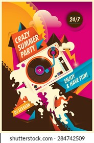 Abstract summer party poster. Vector illustration.