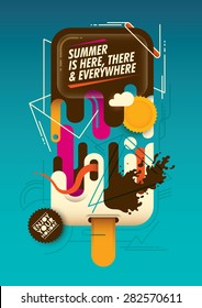 Abstract summer poster with ice cream. Vector illustration.