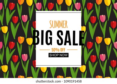 Abstract Summer Sale Background with Frame. Vector Illustration EPS10