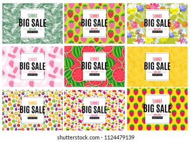 Abstract Summer Sale Background with Frame Collection Set. Vector Illustration EPS10