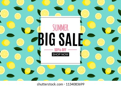 Abstract Summer Sale Background with Lemon. Vector Illustration EPS10