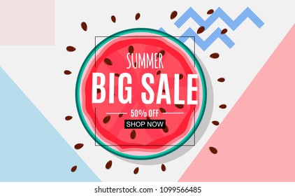 Abstract Summer Sale Background with Watermelon. Vector Illustration EPS10