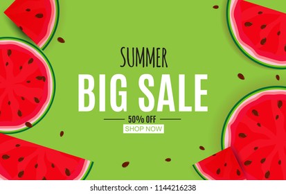 Abstract Summer Sale Background with Watermelon. Vector Illustration EPS10
