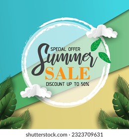 Abstract summer sale bakground for banner, and brochure or social media post
