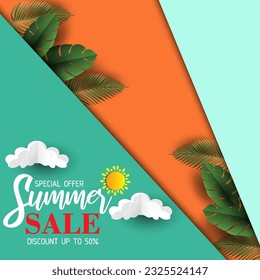 Abstract summer sale bakground for banner, and brochure or social media post