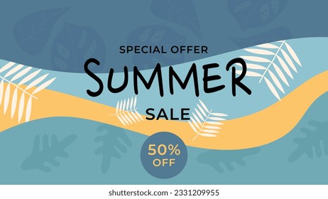 ABSTRACT SUMMER SALE DISCONT BANNER PROMOTION BACKGROUND PASTEL COLOR VECTOR. GOOD FOR SOCIAL MEDIA POST, COVER , POSTER 