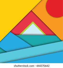 Abstract Summer sea and  mountain modern shape material design style. Material design for background or wallpaper. Eps10 vector illustration. 
