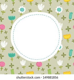 Abstract summer seamless pattern with floral background and frame