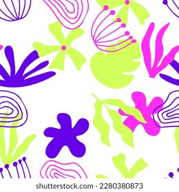 Resumen del patrón fluido del verano con flores. Geometría simple fondo floral