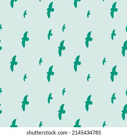 Abstract summer  seamless pattern. Simple bird shape. Colored vector illustration for printing, decoration, textile, branding design
