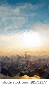 Abstract summer sky triangular low poly style vector background,Vector illustration
