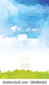 Abstract summer sky triangular low poly style vector background,Vector illustration