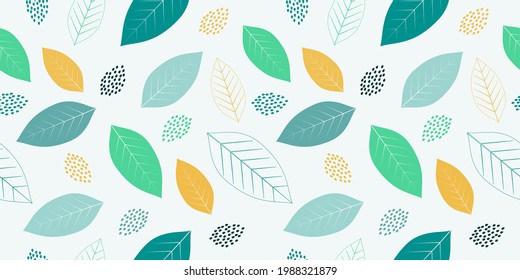 Abstract summer and spring leaves seamless pattern background 