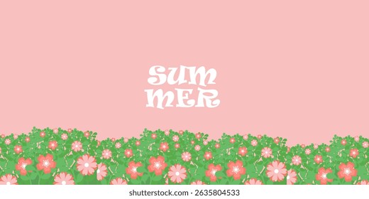 Abstract summer or spring poster or card set in art style with trees leaves  flowers on the palms, surfboard, sea, seashells on pastel colour and blue. Trendy summer design for branding, ads, print.