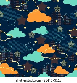 Abstract Summer Starry Night Vector Graphic Seamless Pattern can be use for background and apparel design