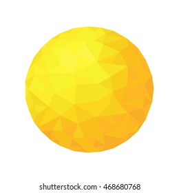 Abstract summer sun.  Gold sphere particle.  Polygon vector illustration