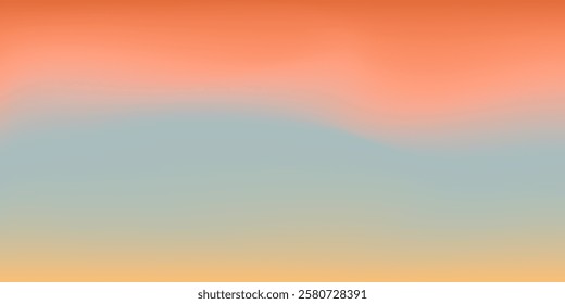 Abstract summer sunny cloudy sky. Orange, blue and yellow summertime color vector banner. Pastel gradient sky pattern. Blurred light fuzz colorful gradient background. Vector soft horizontal backdrop