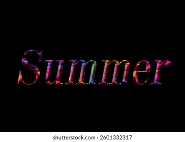 Abstract Summer Text Effect Design Black Background