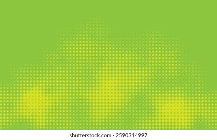 Abstract summer texture with green and yellow dots. Trendy halftone background. Dotted smoke clouds retro style.